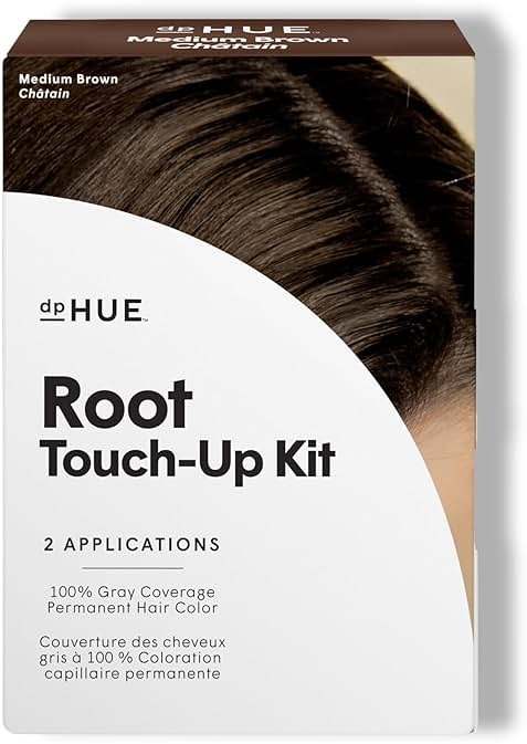dpHUE Root Touch-Up Kit, Medium Brown - Permanent Hair Color for Gray Coverage - Includes Two Applications - Paraben, SLS & SLES Sulfate Free - Leaping Bunny Certified - Product Image