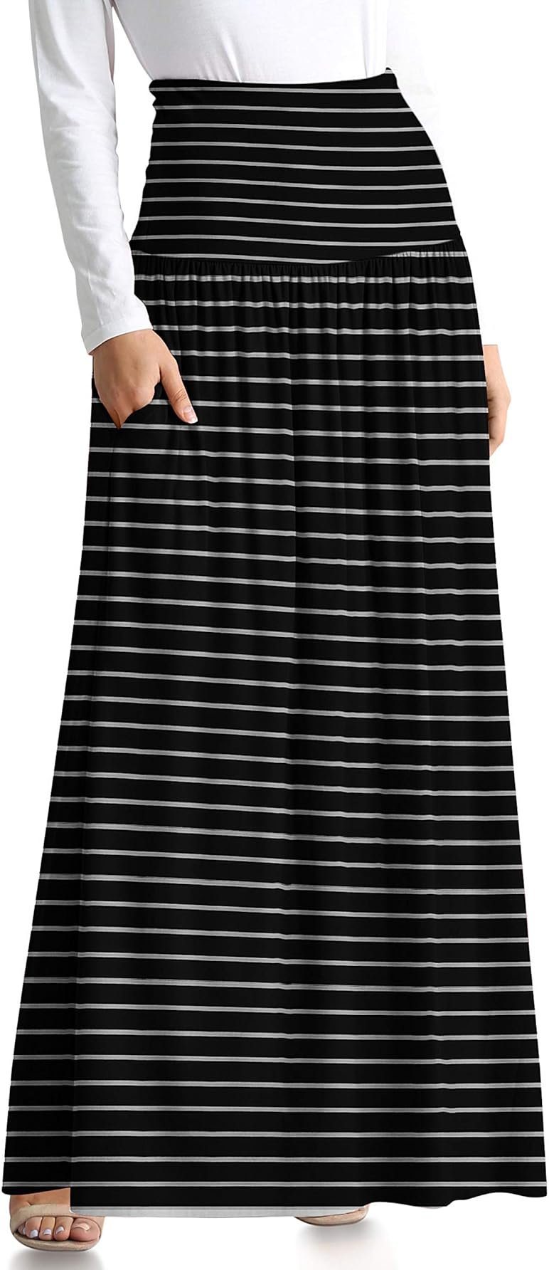 Simlu Maxi Skirts for Women Ankle Length Skirt Casual Long Skirt High Waisted Maxi Skirt Reg and Plus Size Skirt Long Skirt - Product Image