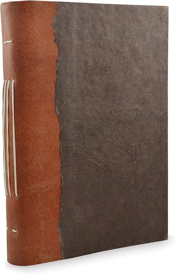 Kathmandu Valley Co. Nepali Collector Vintage Journal, Leather & Lokta Writing Hardcover Office Notebook Planner with Handmade Paper. Made in The Himalayas of Nepal. (6x9 Dark Walnut) - Product Image
