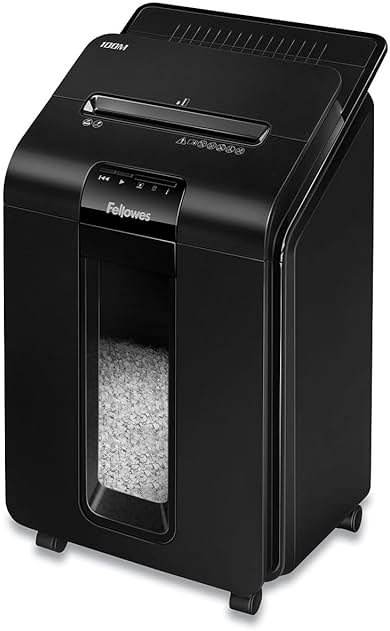 Fellowes AutoMax Micro-Cut 100M Commercial Office Auto Feed 2-in-1 Paper Shredder with 100-Sheet Capacity, Black - Product Image