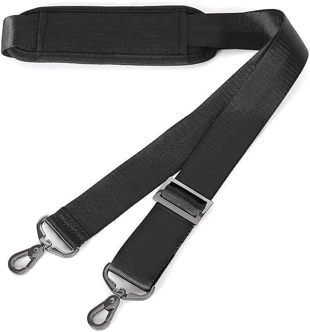 MOSISO 56 inch Shoulder Strap, Adjustable Thick Soft Universal Replacement Non-Slip Fit Padded with Metal Swivel Hooks for Laptop Shoulder Bag/Laptop Messenger Bag/Crossbody Bag, Black - Product Image