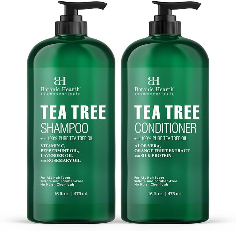 Botanic Hearth Tea Tree Shampoo And Conditioner Set | With 100% Pure Tea Tree Oil, For Itchy And Dry Scalp, Sulfate/Paraben Free | For Men And Women | 16 Fl Oz Each - Product Image