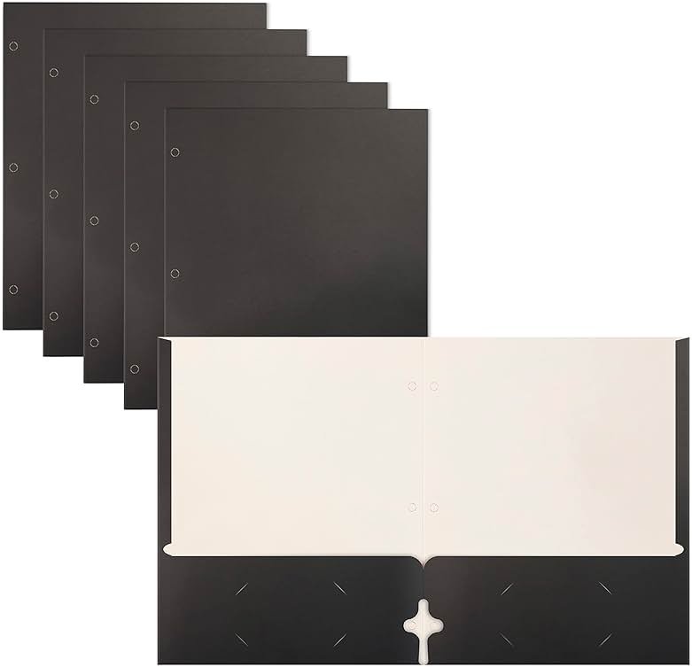 Better Office Products Two Pocket Portfolio Folders, 50-Pack, Black, Letter Size Paper Folders, 50 Pieces, Black - Product Image