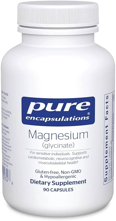Pure Encapsulations Magnesium (Glycinate) - Supplement to Support Stress Relief, Sleep, Heart Health, Nerves, Muscles, and Metabolism* - with Magnesium Glycinate - 90 Capsules - Product Image