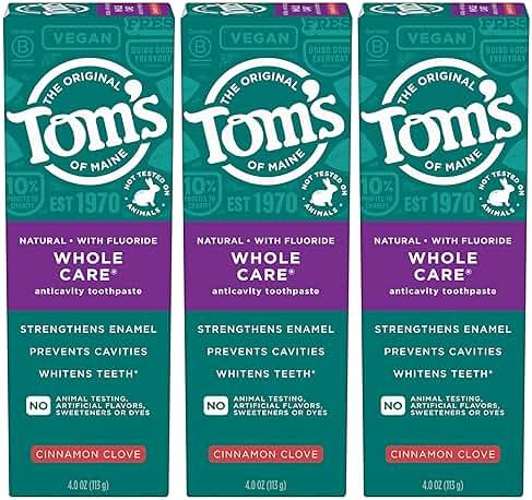 Tom's of Maine Whole Care Natural Toothpaste with Fluoride, Cinnamon Clove, 4.0 oz. 3-Pack (Packaging May Vary) - Product Image