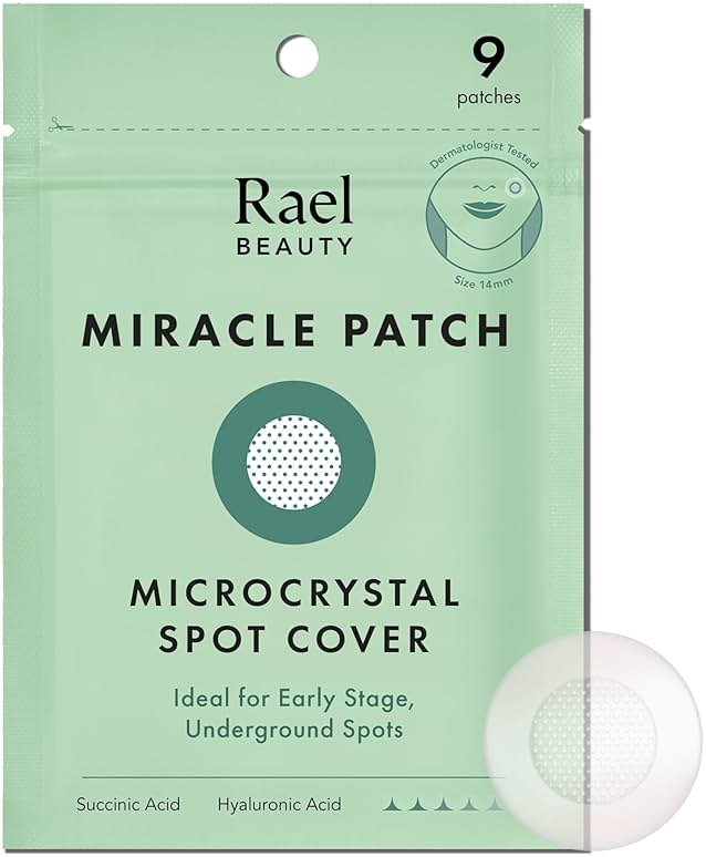Rael Pimple Patches, Miracle Microcrystal Spot Cover - Hydrocolloid Acne Pimple Patch with Tea Tree Oil, Early Stage Zits and Blemish, Korean Skin Care (9 Count) - Product Image