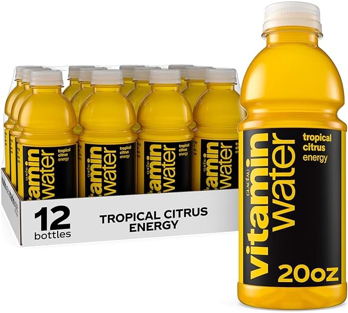vitaminwater Energy Tropical Citrus Nutrient Enhanced Flavored Water Beverage, 20 fl oz Bottles, 12 Pack - Product Image