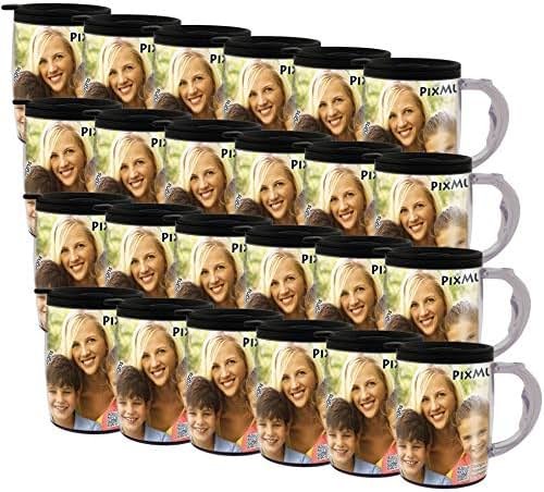Mug with Handle – PixMug 15 oz Photo Mug with Spill Proof Top – The Mug That’s a Picture Frame - DIY - Insert Your Own photos or Create and Print Inserts Online – 24 Pack - Product Image