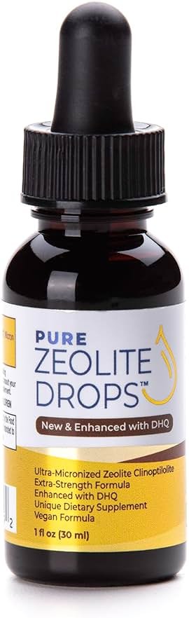 Pure Zeolite Drops 1 oz Bottle Fulvic and Humic Acid Immune Gut Support Easy to Take 100% Bioavailable Pure Liquid Zeolite Suspension Enhanced with DHQ, Natural Immune System Modulator - Product Image