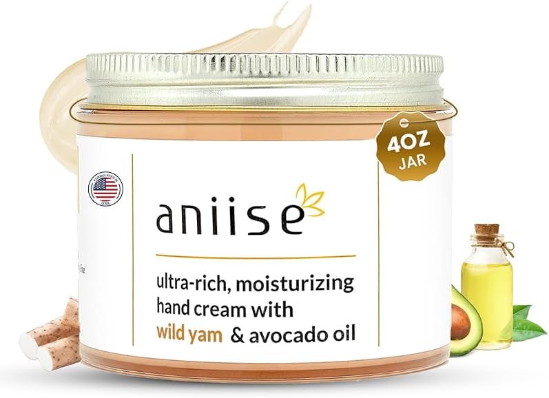 Aniise Wild Yam Hand Cream with Avocado Oil – Moisturizing & Hydrating Cream for Soft, Smooth, Youthful Hands – Fights Dryness – Vegan, Cruelty-Free – 4 fl oz (120 mL) - Product Image