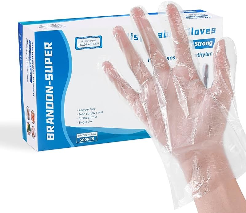 Brandon-super Food Prep Gloves Plastic Food Safe Brandon-super Gloves, Food Handling, One Size Fits Most Poly 500ct Clear 500 Count (Pack of 1) - Product Image