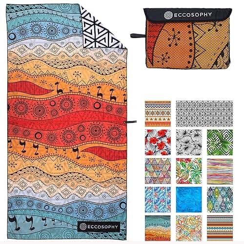ECCOSOPHY Microfiber Beach Towel - Sand Free Towels are Quick Dry, Light Weight, Super Absorbent - Perfect Pool, Travel, Cruise, Camping Essentials - Oversized Extra Large for Adults 71x35 in - Product Image
