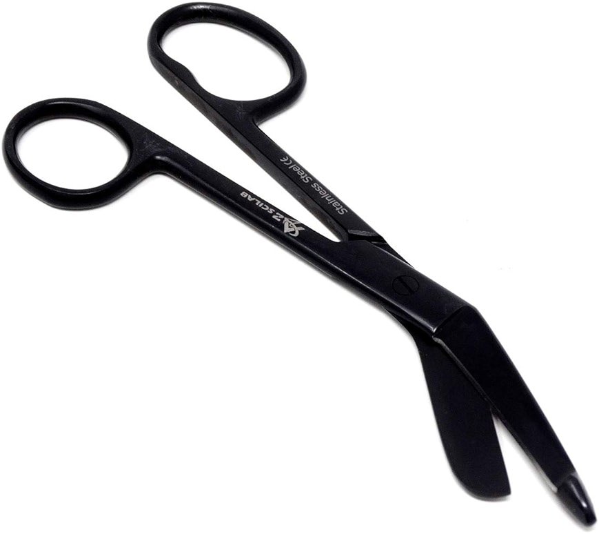 ONE Large Ring NEW German 1 Lister Bandage Doctor Nurse Scissors 5.5" All Black Fluoride Coated Color - Product Image