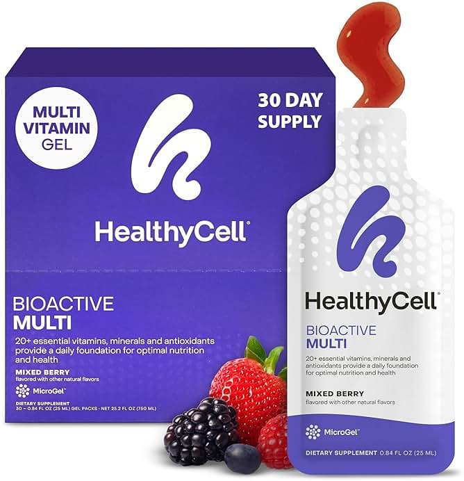 Healthycell Bioactive Daily Liquid Multivitamin for Men & Women – 20+ Essential Vitamins, Minerals & Antioxidants for Brain, Heart, Immunity, Energy, Skin & Hair Support - 30 Gel Packs - Product Image