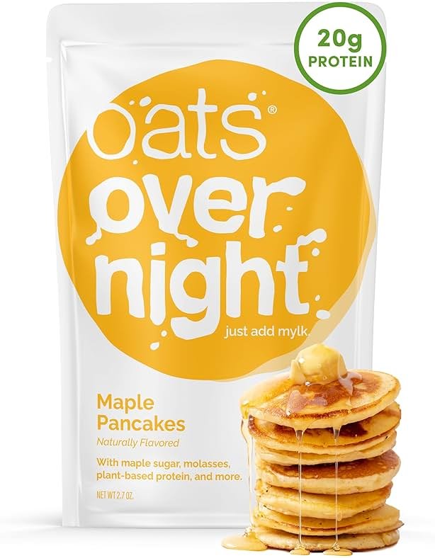 Oats Overnight - Maple Pancakes - Vegan, 20g Protein, High Fiber Breakfast Shake - Gluten Free, Non GMO Oatmeal (2.5 oz per meal) (8 Pack) - Product Image