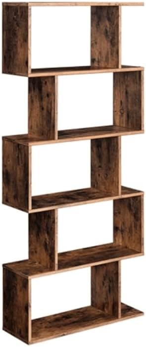 VASAGLE Bookcase, 5-Tier Bookshelf, Display Shelf and Room Divider, Freestanding Decorative Storage Shelving, Rustic Brown ULBC62BX, 27.6”L x 9.4”W x 62.6”H (70 x 24 x 159 cm) - Product Image