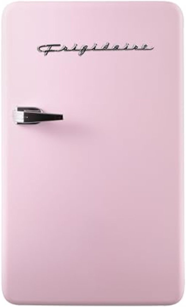 Frigidaire Retro Compact Refrigerator with Chiller, 3.2 cu ft Countertop Fridge, Built-In Bottle Opener, Rounded Corners, Premium, for Office, Bedroom, Dorm Room, Cabin, 18.5D x 20W x 31.5H (Pink) - Product Image