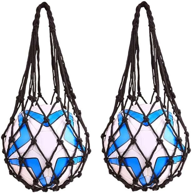 EastyGold Basketball Net Bag Soccer Football Mesh Storage Sports Ball Holder Nylon Carry Bag Durable Single Ball Carrier 2 Pack Black Fit Ball 3 4 5 - Product Image