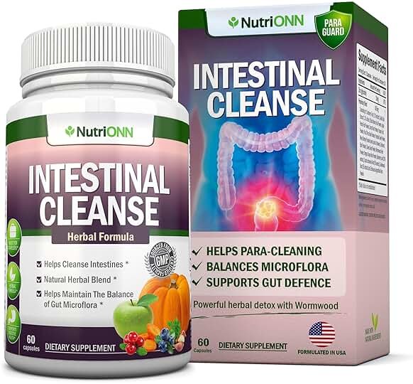 Intestinal Cleanse - All Natural Herbal Detox Formula - Full 10-Day Detox Program - Wormwood, Cranberry, Paul D'Arco, Goldenseal, Garlic, Black Walnut Hull, Echinacea and 10 Other Natural Ingredients - Product Image