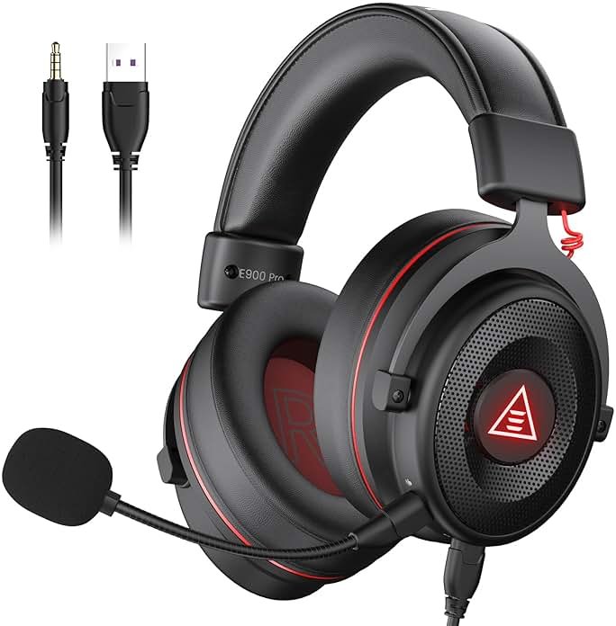 EKSA E900 Pro USB Gaming Headset for PC - Computer Headset with Detachable Noise Cancelling Mic, 7.1 Surround Sound, 50MM Driver - Headphones with Microphone for PS4/PS5, Xbox One, Laptop, Office - Product Image