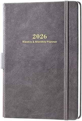 2026-2027 Planner - 5.75" X 8.25", JUL. 2026 - JUN. 2027, 2026-2027 Weekly & Monthly Planner with Calendar Stickers, Premium Thicker Paper, Pen Holder, Inner Pocket and 44 Notes Pages - Gray - Product Image