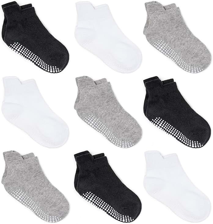 Zaples Baby Non Slip Grip Ankle Socks with Non Skid Soles for Infants Toddlers Kids Boys Girls - Product Image
