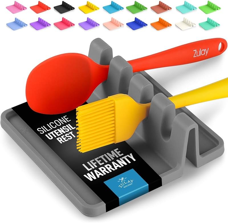Zulay Kitchen Spoon Rest for Multiple Utensils High Heat-Resistant Silicone Drip Pad, BPA-Free Spoon Holder for Stove Top, Kitchen Gadget Holder for Ladles, Tongs, Cooking Spatula - Makes Great Gift - Product Image