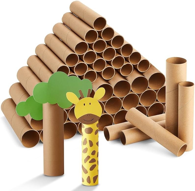 Bright Creations Paper Towel Tubes - 50-Pack Brown Cardboard Tubes, 2 Sizes (1.2 x 6 in & 1.7 x 7.5 in) - Cardboard Roll Crafts & DIY Art Projects - Product Image