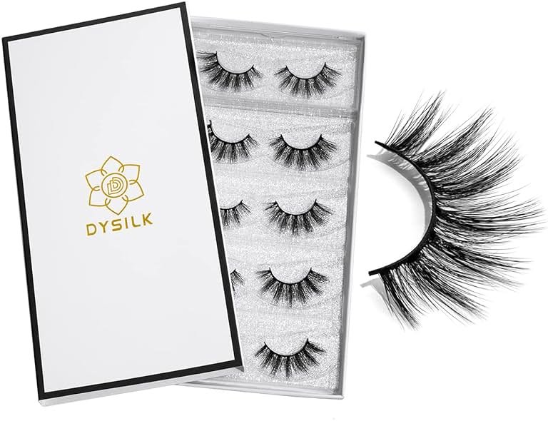 DYSILK Fake Eyelashes Natural Lash - Mink Lashes 5 Pairs 6D Wispy Lash Pack - Eye Lashes Strip Eyelash Extension Kit Reusable False Lashes Natural Look | 002-16mm - Product Image