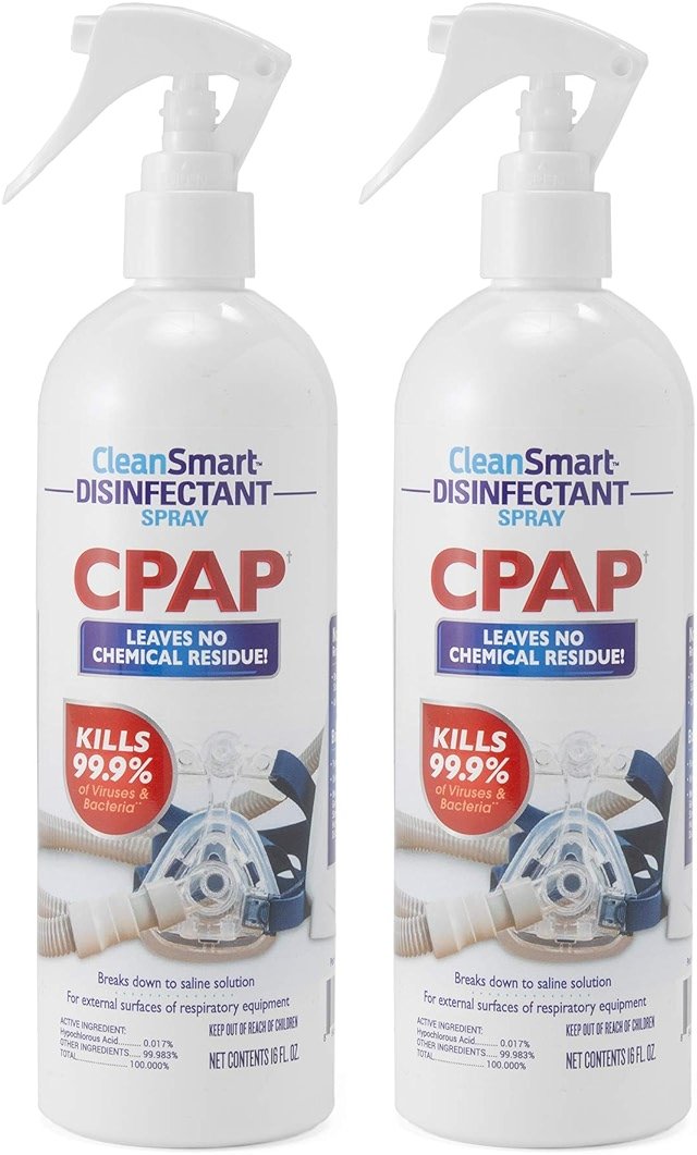 CleanSmart CPAP Disinfectant Spray, Kills 99.9% of Bacteria and Viruses on CPAP Equipment, No Residue, 16 oz (Pack of 2) - Product Image
