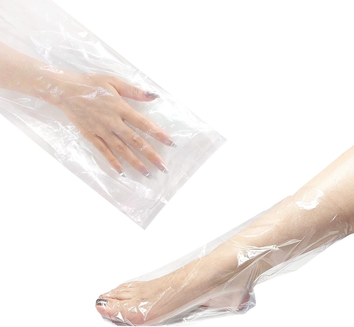 Charmyth Liners Hand or Foot Disposable Thermal Heated Mitt Liners Paraffin Bath Treatments Bags Plastic Liner Socks and Gloves for Hot Wax Therapy (100) - Product Image
