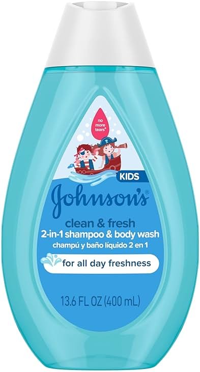 Johnson's Clean & Fresh Children's Shampoo & Body Wash, 2-in-1 Daily Hair & Body Wash for Kids & Toddlers Gently Cleanses Developing Hair, 13.6 fl. oz - Product Image