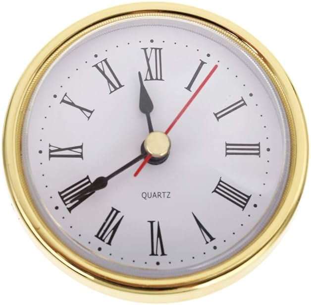 Emivery Classic Clock Movement 2-1/2 (65mm) Round Roman Numeral Quartz Clock Insert with Gold Trim Home Decor - Product Image