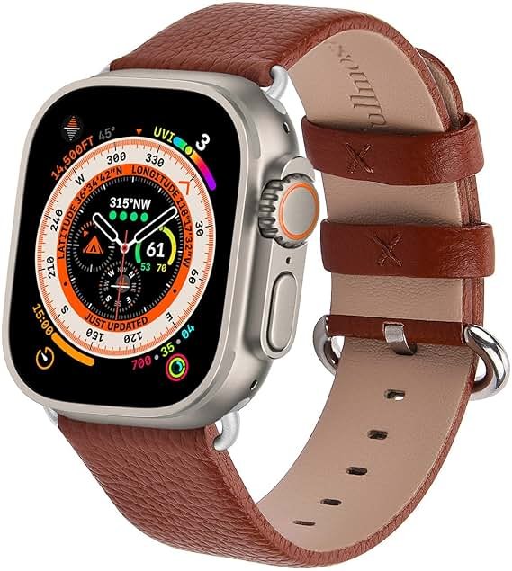 Fullmosa Leather Band Compatible with Apple Watch Band 42mm 44mm 45mm 46mm 49mm, Genuine Leather Replacement Strap for iWatch Ultra3/2/1 SE3/2/1 Series 11 10 9 8 7 6 SE 5 4 3 - Product Image