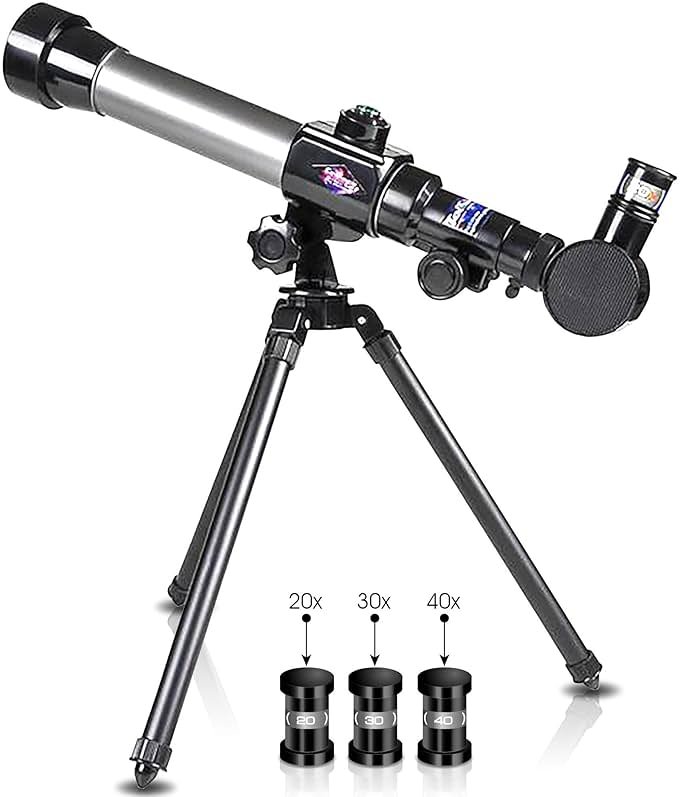 ArtCreativity Classic Kids Telescope for Beginners, Tripod, 3 Eyepieces, STEM Astronomy Toy, Educational Science Gift for Boys and Girls Ages 3+, 1 Piece - Product Image