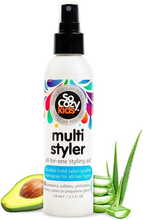 SoCozy Multi Styler, Styling Hair Spray for Kids, Safe for Everyday Use (5.2 Fl Oz) Holds Like a Light Gel, Gentle Formula with Quinoa, Vitamin B5 & Aloe, No Parabens, Sulfates or Synthetic Colors - Product Image