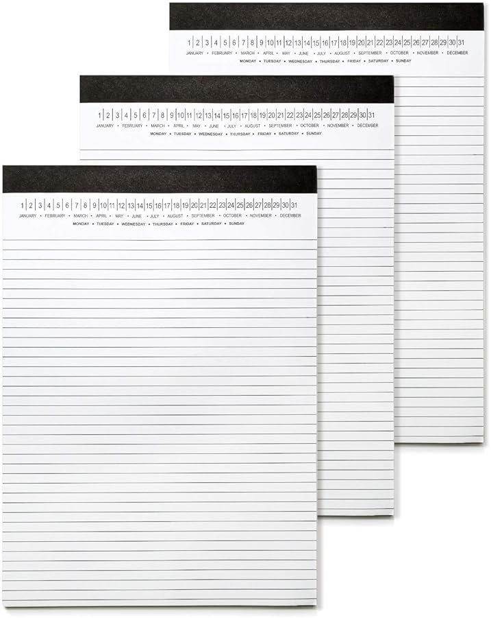 Mymazn Legal Pads 8.5 x 11 with Date on Top, Narrow Ruled, White Note Pads College Ruled Writing Tablets for Office, School, 50 Sheets, 3 Pack - Product Image