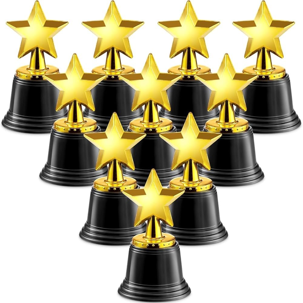 Bedwina Star Trophy Award - (Pack of 12) Bulk - 4.5 Inch Gold Trophies for Kids Awards, Choice Prizes for Adults, Winner Competitions, Sports Events, Party Decorations, Teachers and Party Favors - Product Image