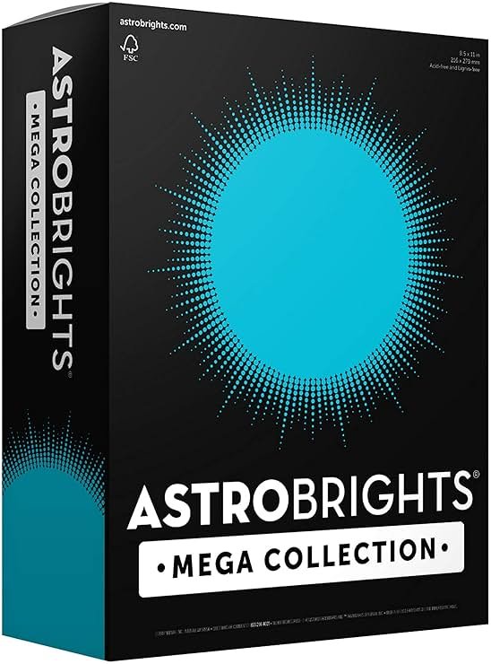 Astrobrights Mega Collection, Colored Paper, Bright Blue, 625 Sheets, 24 lb/89 gsm, 8.5" x 11" - MORE SHEETS! (91621) - Product Image