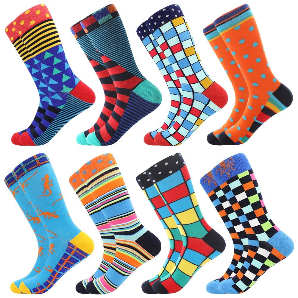 BONANGEL Mens Dress Socks Fun Funny Novelty Colorful Crazy Crew Dress Socks For Men 8-12 - Product Image