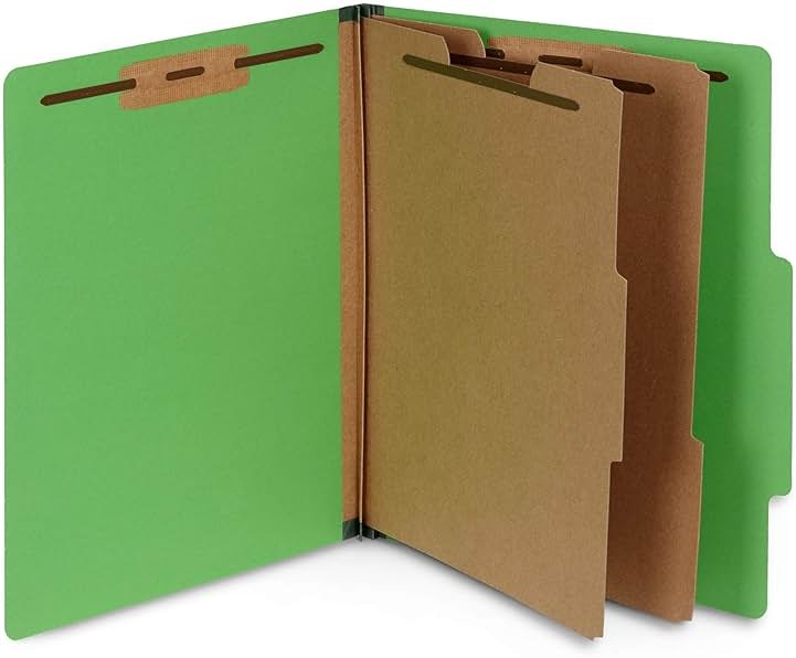 10 Green Classification Folders, 2 Divider, 2 Inch Expansions, Durable 2 Prongs Designed to Organize Standard Medical Files, Law Client Files, Office Reports, Letter Size, Green, 10 Pack - Product Image