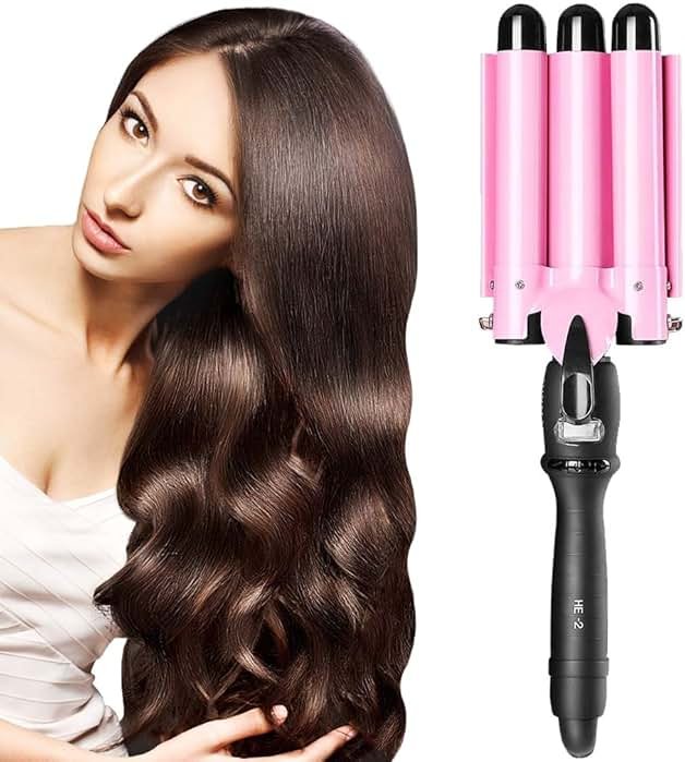 3 Barrel Curling Iron Hair Curling Wands Hair Curler 25mm Curl Hair Styling Irons Hair Crimper Deep Waver for Curler with Temperature Control 1inch Curl for All Hair Type - Product Image