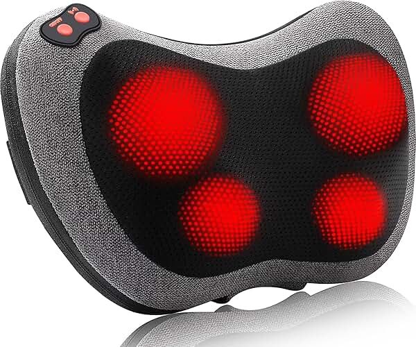 Papillon Shiatsu Back Massager with Heat,Fathers Day Dad Gifts for Men, Dad, Deep Tissue Massage for Neck, Shoulder, Upper & Lower Back Pain Relief, Electric Kneading 3D Massage Pillow (Gray) - Product Image