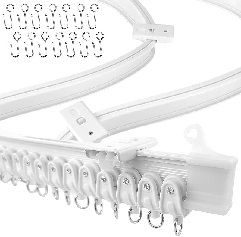UrbanRed Flexible Bendable Ceiling Curtain Track, 16.4 ft (5 m), Mount for Rail with Curtain Tracks System, Room Divider, Curtains Rod, RV Ceiling Track for Curtains, White - Product Image