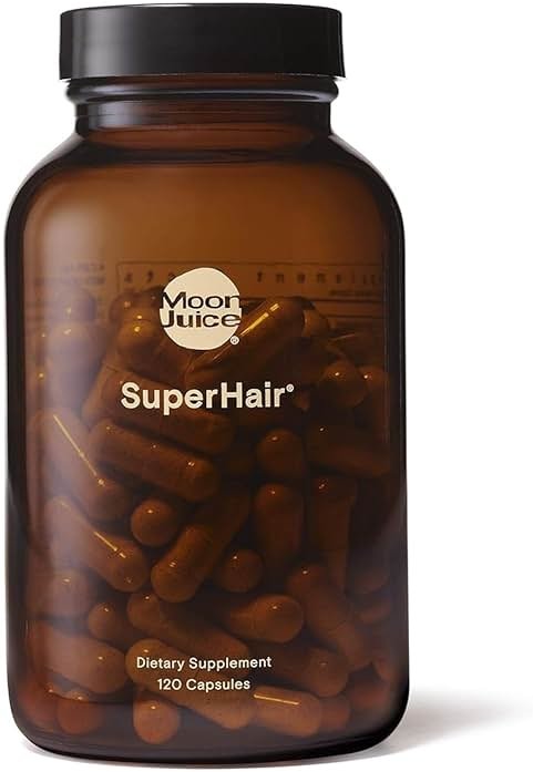 Moon Juice SuperHair Hair Growth Vitamins for Women & Men with Biotin & Saw Palmetto - Clinical Strength Multivitamin Hair Supplement for Healthier, Stronger, Thicker Hair, 120 Capsules - 30 Servings - Product Image