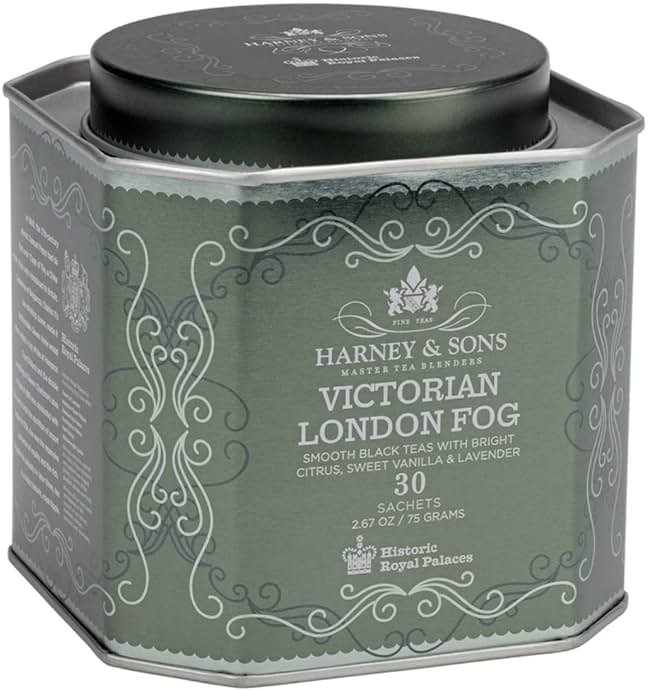 Harney & Sons Victorian London Fog Tea, Black & Oolong Tea with Vanilla, Citrus & Lavender, 30 Sachets - Product Image