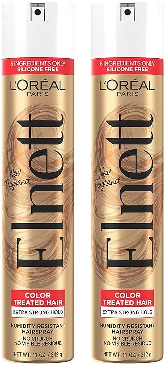 L'Oreal Paris Elnett Classic Hairspray, Suitable for Color Treated Hair, up to 72HR Extra Strong Hold Formula with Humidity Resistant Frizz Control, Hairspray with Soft Brushable Finish, 11 oz, 2 Pack - Product Image