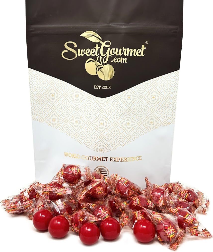 SweetGourmet Medium Fireballs Candy | Nuclear Fire Blast | Extremely Spicy Wrapped Hard Candy | 1 Pound - Product Image