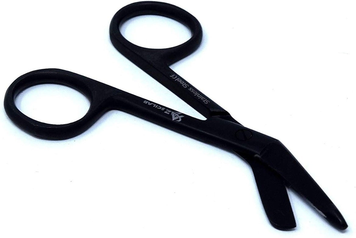 All Black Fluoride Coated Color Lister Bandage Scissors 3.5" (8.9cm), Premium Grade - Product Image