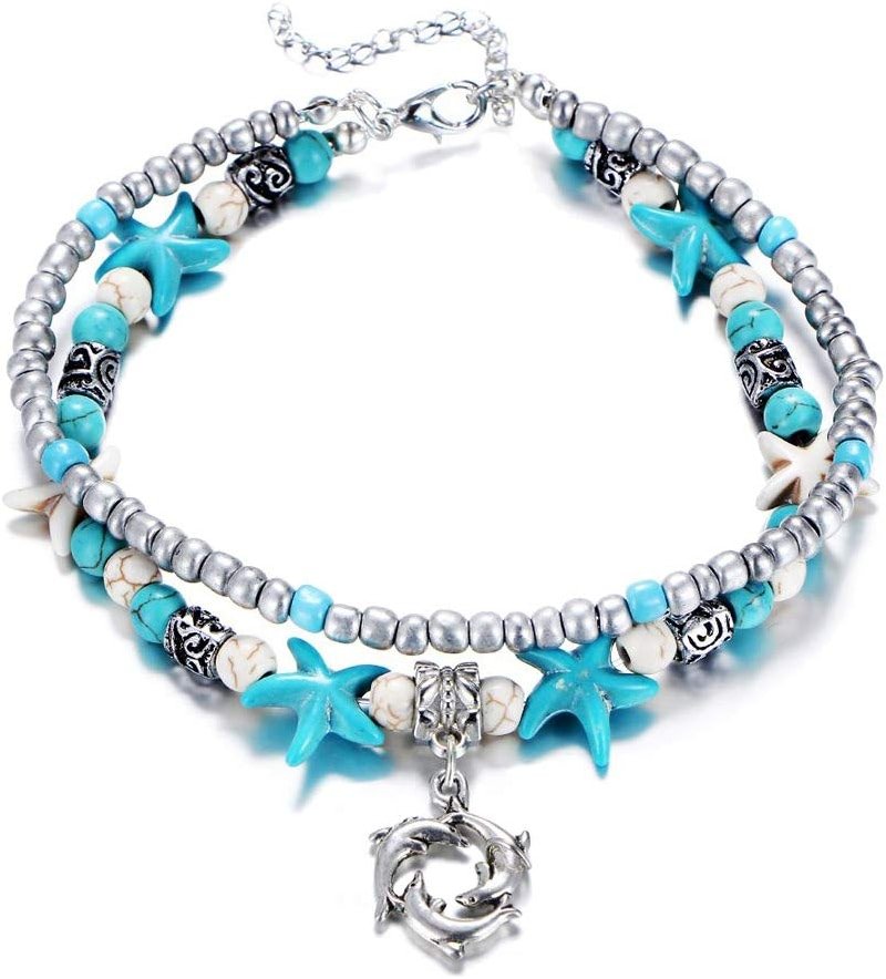 Fesciory Puka Shell Anklet for Women Summer Natural Cowrie Adjustable Ankle Bracelet, Handmade Boho Hawaiian Beach Seashell Jewelry - Product Image